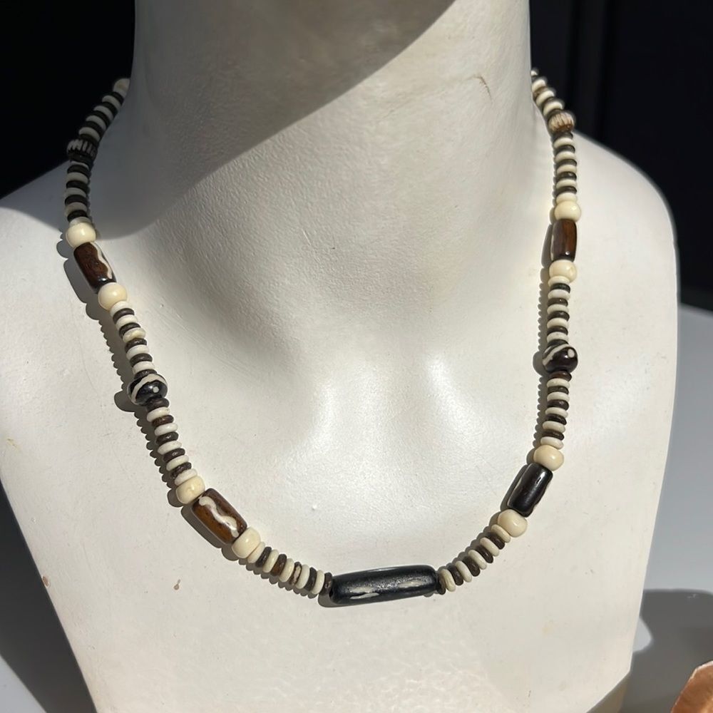 Bundle Sale 3 for $15 | 16" Handcrafted Wood & Plastic Bead Necklace